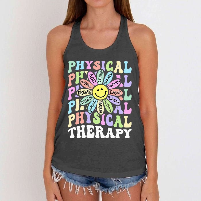 Flower PT Outfit Pediatric Physical Therapy Therapist Women's Knotted Racerback Tank