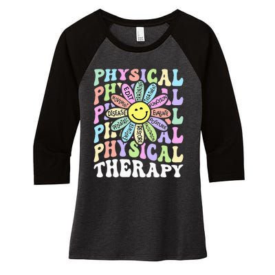 Flower PT Outfit Pediatric Physical Therapy Therapist Women's Tri-Blend 3/4-Sleeve Raglan Shirt