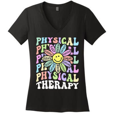 Flower PT Outfit Pediatric Physical Therapy Therapist Women's V-Neck T-Shirt