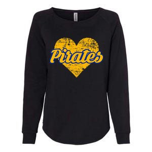 Fairhope Pirates Over Heart Womens California Wash Sweatshirt