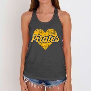 Fairhope Pirates Over Heart Women's Knotted Racerback Tank