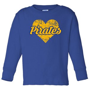 Fairhope Pirates Over Heart Toddler Long Sleeve Shirt