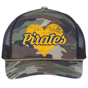 Fairhope Pirates Over Heart Retro Rope Trucker Hat Cap