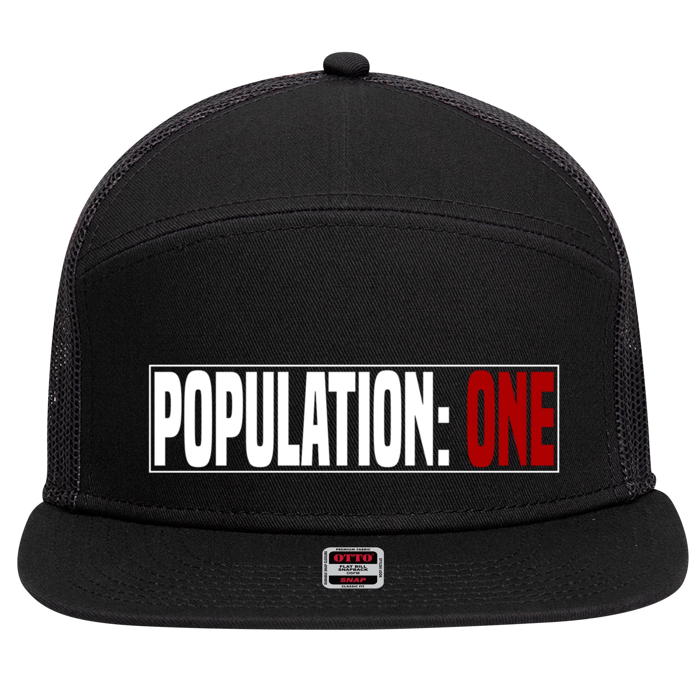 Funny Population One Vr 7 Panel Mesh Trucker Snapback Hat