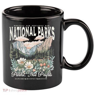 Floral Protect Our National Parks Retro Nature Conservation 11oz C Handle Ceramic Mug