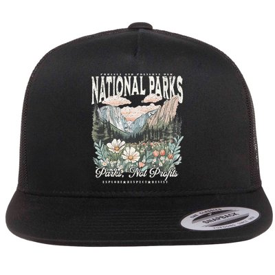Floral Protect Our National Parks Retro Nature Conservation Flat Bill Trucker Hat