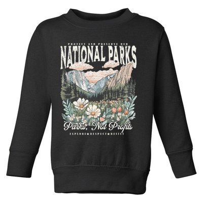 Floral Protect Our National Parks Retro Nature Conservation Toddler Sweatshirt