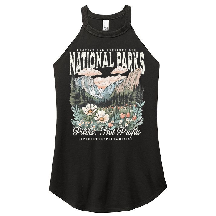 Floral Protect Our National Parks Retro Nature Conservation Women's Perfect Tri Rocker Tank