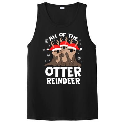 Funny Pajama Otter Reindeer Deer Christmas Xmas Santa Hat Gift PosiCharge Competitor Tank