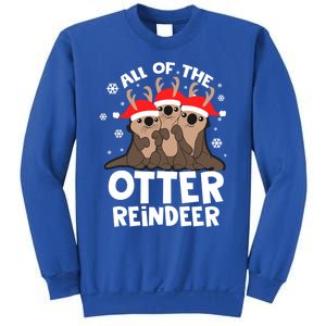 Funny Pajama Otter Reindeer Deer Christmas Xmas Santa Hat Gift Sweatshirt