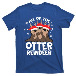 Funny Pajama Otter Reindeer Deer Christmas Xmas Santa Hat Gift T-Shirt