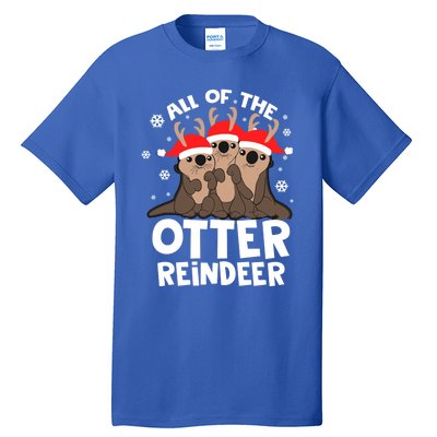 Funny Pajama Otter Reindeer Deer Christmas Xmas Santa Hat Gift Tall T-Shirt