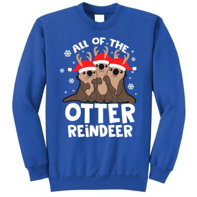 Funny Pajama Otter Reindeer Deer Christmas Xmas Santa Hat Gift Tall Sweatshirt