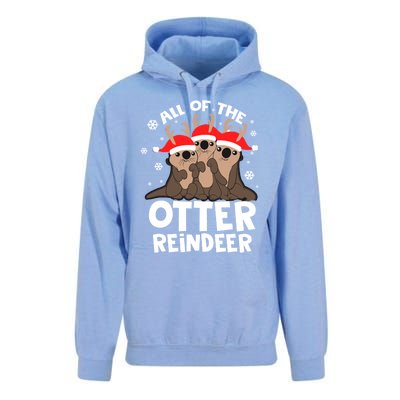 Funny Pajama Otter Reindeer Deer Christmas Xmas Santa Hat Gift Unisex Surf Hoodie