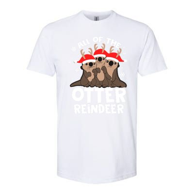 Funny Pajama Otter Reindeer Deer Christmas Xmas Santa Hat Gift Softstyle CVC T-Shirt