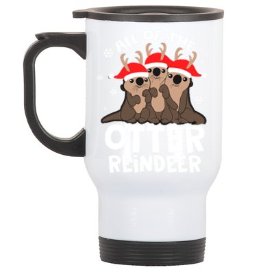 Funny Pajama Otter Reindeer Deer Christmas Xmas Santa Hat Gift Stainless Steel Travel Mug