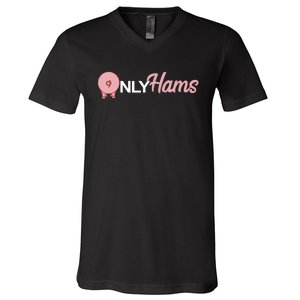 Funny Pig Only Hams Funny Pork Pig Farmer V-Neck T-Shirt