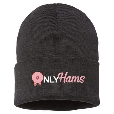 Funny Pig Only Hams Funny Pork Pig Farmer Sustainable Knit Beanie