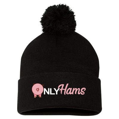 Funny Pig Only Hams Funny Pork Pig Farmer Pom Pom 12in Knit Beanie