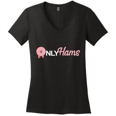 Funny Pig Only Hams Funny Pork Pig Farmer Women's V-Neck T-Shirt
