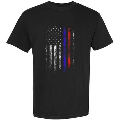 Firefighter Police Officer Red & Blue Line Flag Garment-Dyed Heavyweight T-Shirt