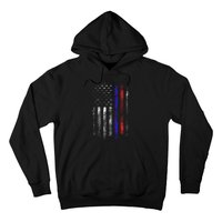 Firefighter Police Officer Red & Blue Line Flag Hoodie