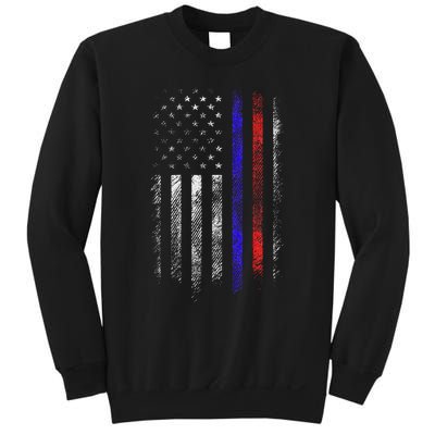 Firefighter Police Officer Red & Blue Line Flag Sweatshirt