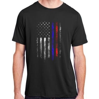 Firefighter Police Officer Red & Blue Line Flag Adult ChromaSoft Performance T-Shirt