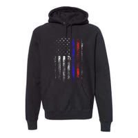 Firefighter Police Officer Red & Blue Line Flag Premium Hoodie