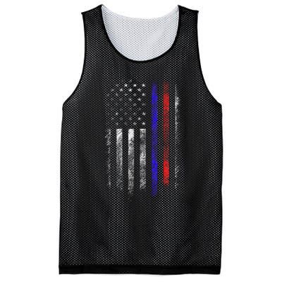 Firefighter Police Officer Red & Blue Line Flag Mesh Reversible Basketball Jersey Tank