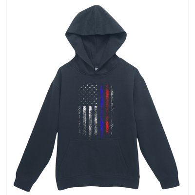 Firefighter Police Officer Red & Blue Line Flag Urban Pullover Hoodie