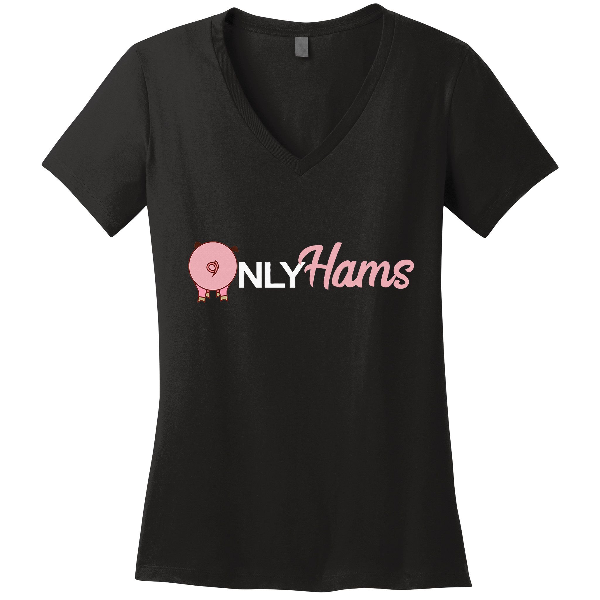 Funny Pig Only Hams Funny Pork Pig Farmer Women's V-Neck T-Shirt