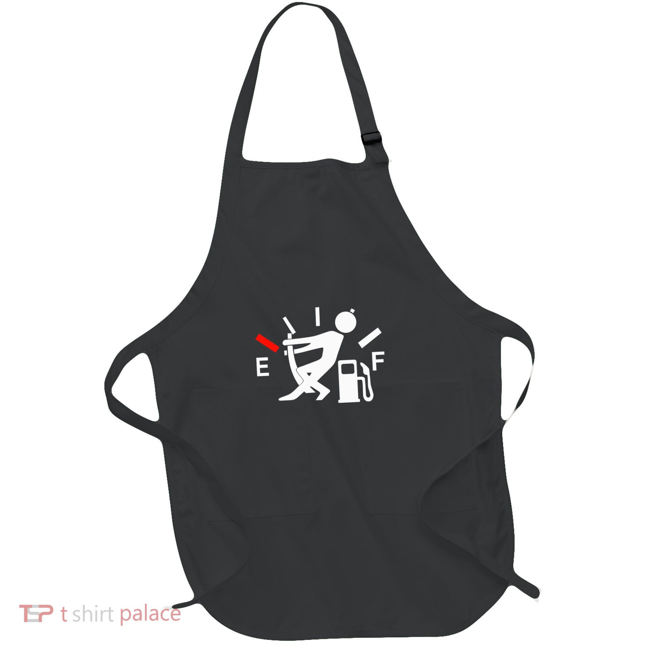 Funny Picture Of A Clock Running Out Of Gas Full-Length Apron With Pockets