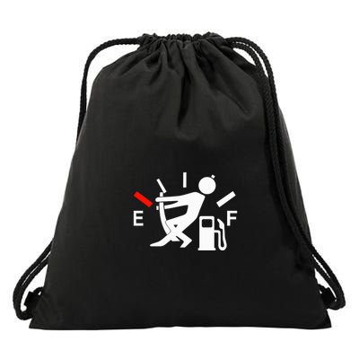 Funny Picture Of A Clock Running Out Of Gas Drawstring Bag