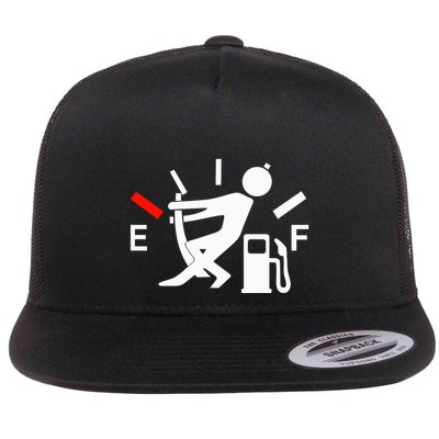Funny Picture Of A Clock Running Out Of Gas Flat Bill Trucker Hat