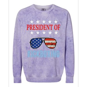 Funny President Of Kickboxing Phrase Kickboxing Beginners Colorblast Crewneck Sweatshirt