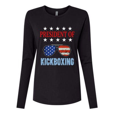 Funny President Of Kickboxing Phrase Kickboxing Beginners Womens Cotton Relaxed Long Sleeve T-Shirt