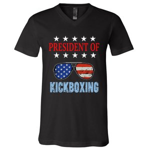 Funny President Of Kickboxing Phrase Kickboxing Beginners V-Neck T-Shirt