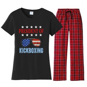 Funny President Of Kickboxing Phrase Kickboxing Beginners Women's Flannel Pajama Set