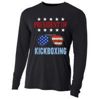 Funny President Of Kickboxing Phrase Kickboxing Beginners Cooling Performance Long Sleeve Crew