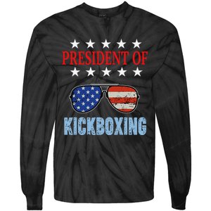 Funny President Of Kickboxing Phrase Kickboxing Beginners Tie-Dye Long Sleeve Shirt