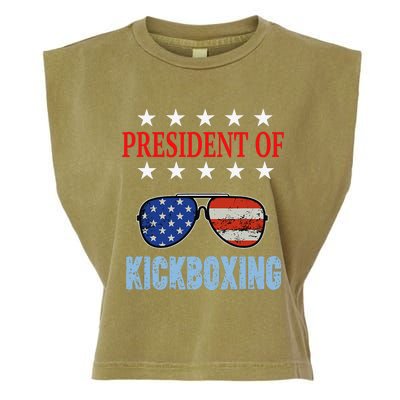 Funny President Of Kickboxing Phrase Kickboxing Beginners Garment-Dyed Women's Muscle Tee