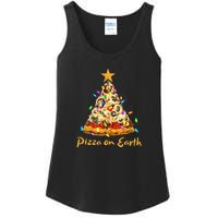 Funny Pizza On Earth Slice Christmas Tree With Lights Gift Ladies Essential Tank