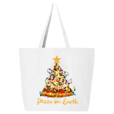 Funny Pizza On Earth Slice Christmas Tree With Lights Gift 25L Jumbo Tote