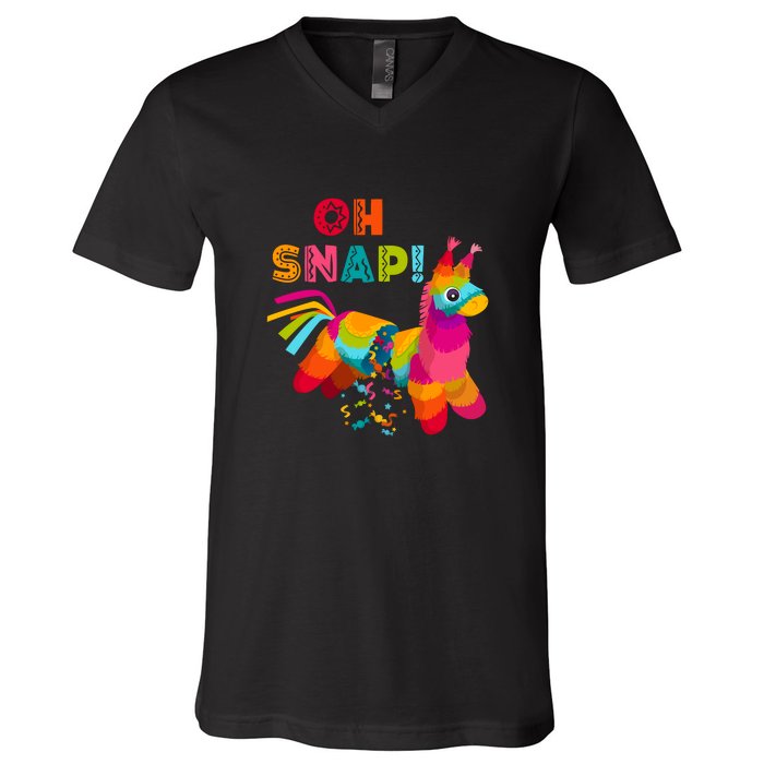 Funny Pinata OH SNAP Cinco De Mayo Mexican Party V-Neck T-Shirt