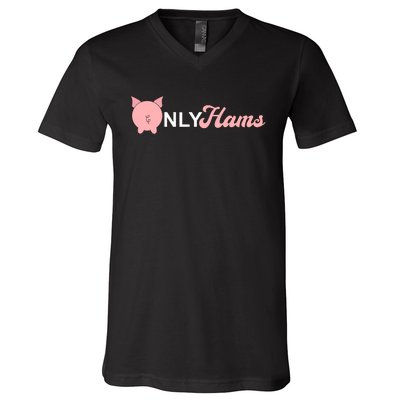 Funny Pig Only Hams Funny Pork Pig Farmer V-Neck T-Shirt