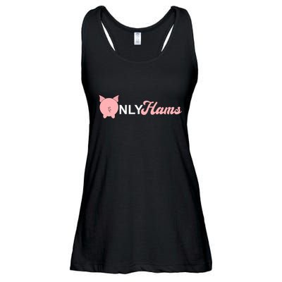 Funny Pig Only Hams Funny Pork Pig Farmer Ladies Essential Flowy Tank