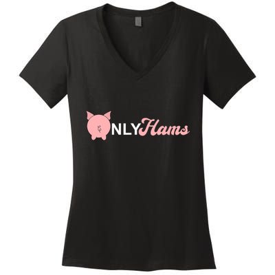 Funny Pig Only Hams Funny Pork Pig Farmer Women's V-Neck T-Shirt