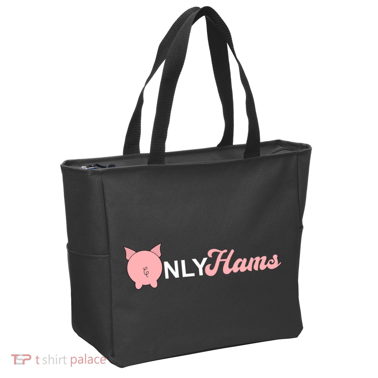 Funny Pig Only Hams Funny Pork Pig Farmer Zip Tote Bag