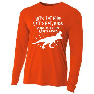 Funny Punctuation Of English Lets Eat Kids Grammar Gift Cooling Performance Long Sleeve Crew